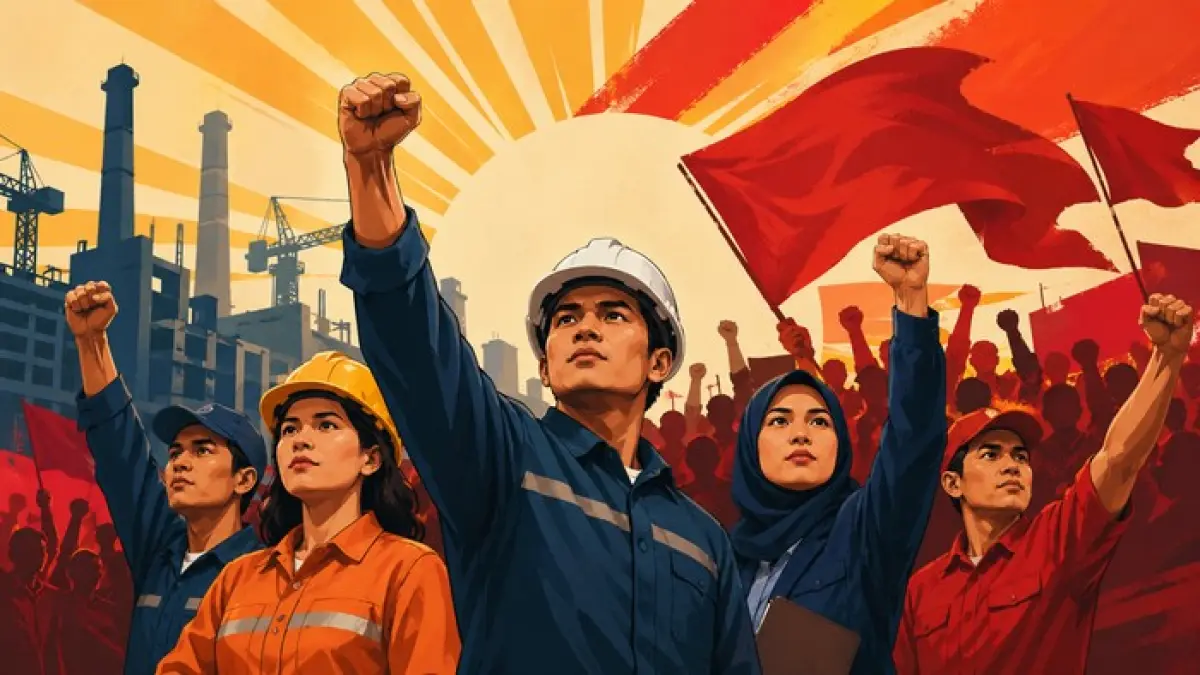 Ilustrasi Peringatan Hari Buruh di 1 Mei 2026.