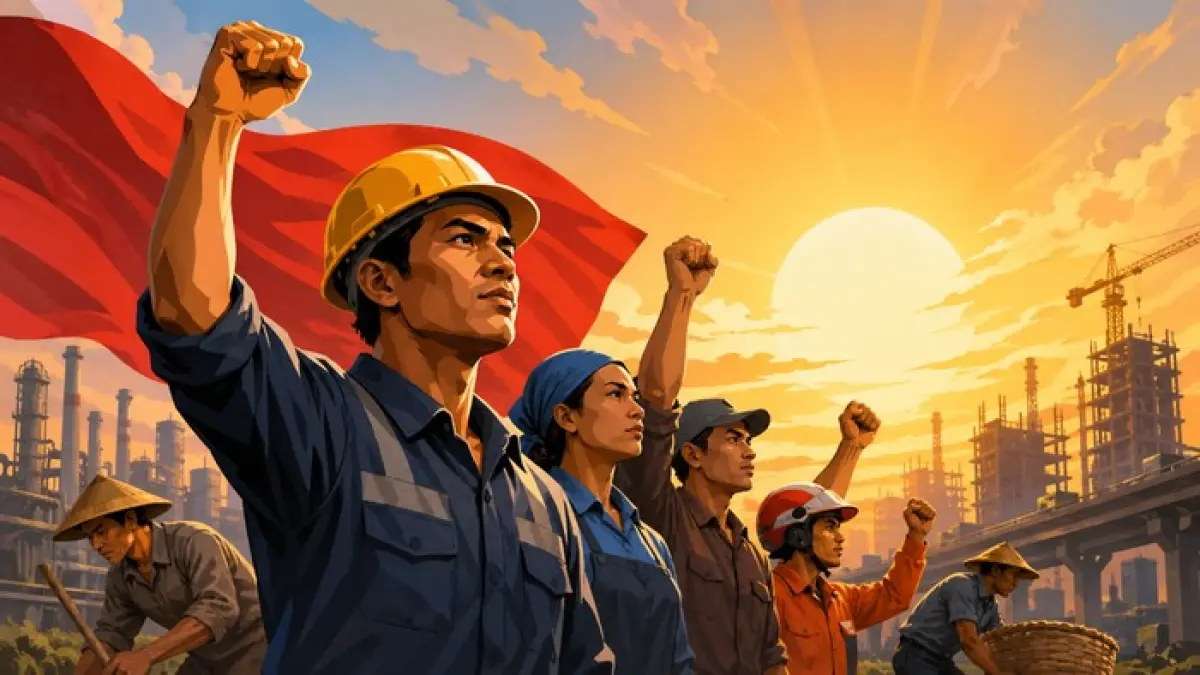 Ilustrasi peringatan Hari Buruh yang dikenal sebagai May Day.