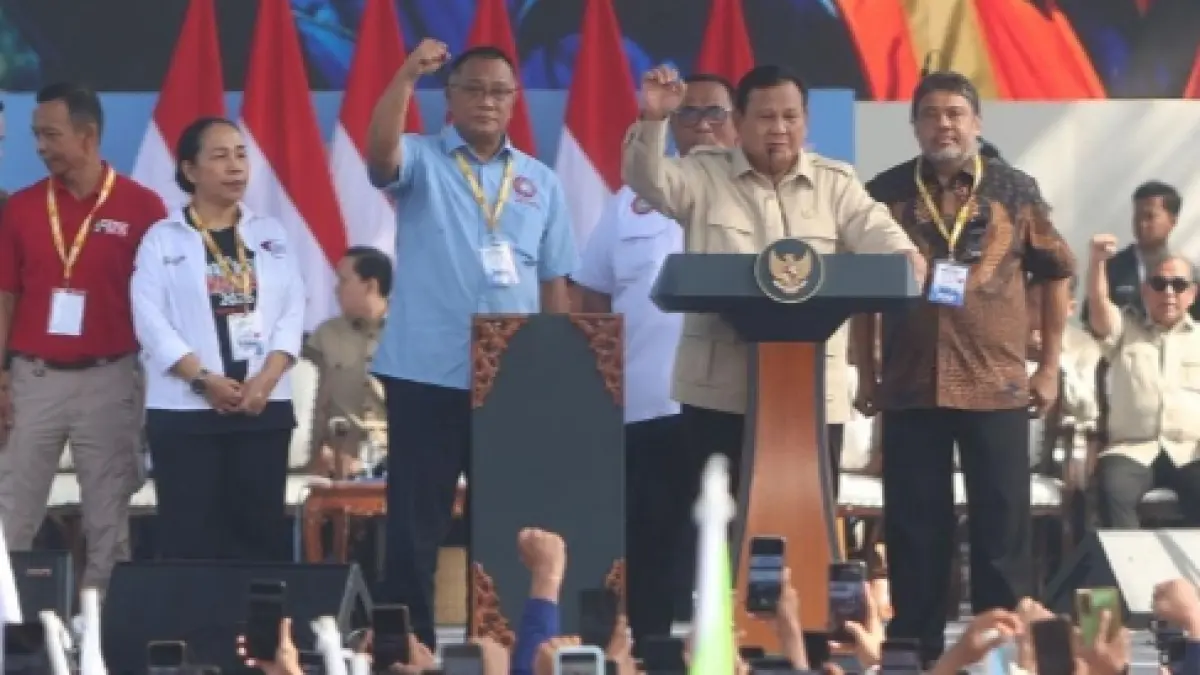 Presiden Prabowo Subianto menyampaikan pidato di hadapan ribuan buruh saat peringatan Hari Buruh Internasional 2026 di Monumen Nasional, Jakarta, Jumat (1/5/2026). (Foto ist)