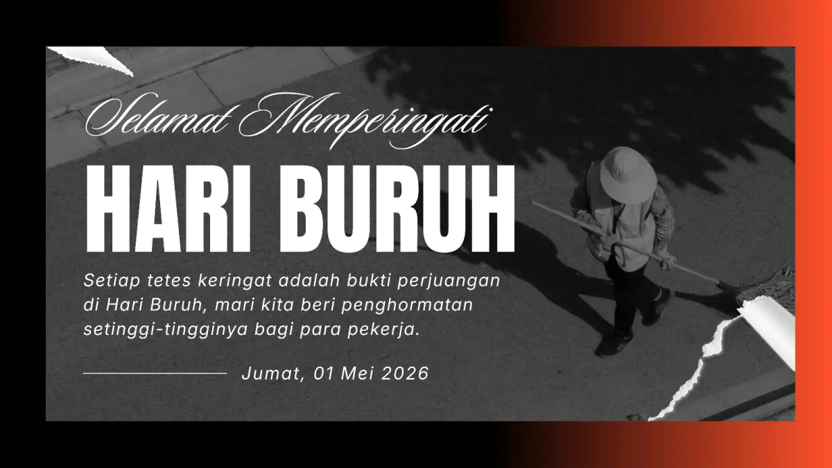 Ucapan Hari Buruh 2026 bahasa Inggris dan Indonesia. (Canva)