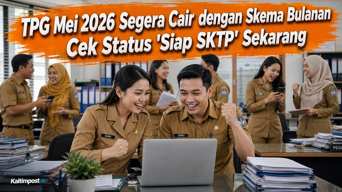 Ilustrasi beberapa guru sedang memeriksa data administrasi di sekolah terkait TPG Mei 2026. (Generate AI)