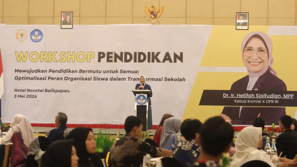 PERAN: Ketua Komisi X DPR RI Hetifah Sjaifudian saat menyampaikan materi pada Workshop Pendidikan. (ANGGI PRADITHA/KP)