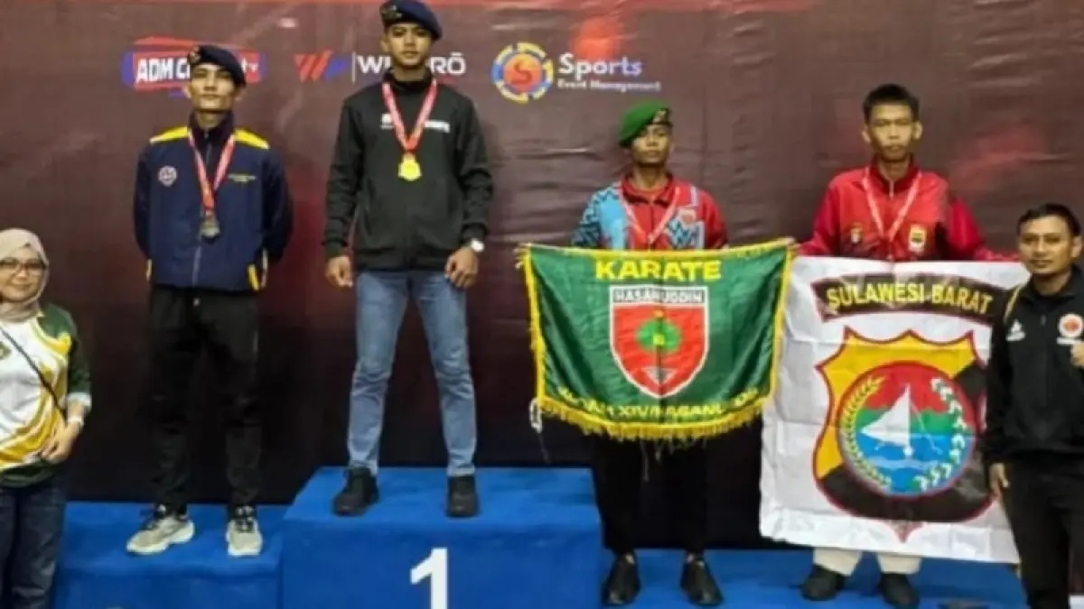 PRESTASI: Personel Brimob Polda Kaltim meraih juara I kejuaraan karate nasional bertajuk Piala Menteri Pertahanan di Dome, Balikpapan.