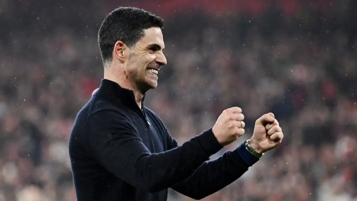 Mikel Arteta berselebrasi Arsenal ke final Liga Champions. (Foto: Arsenal.com)