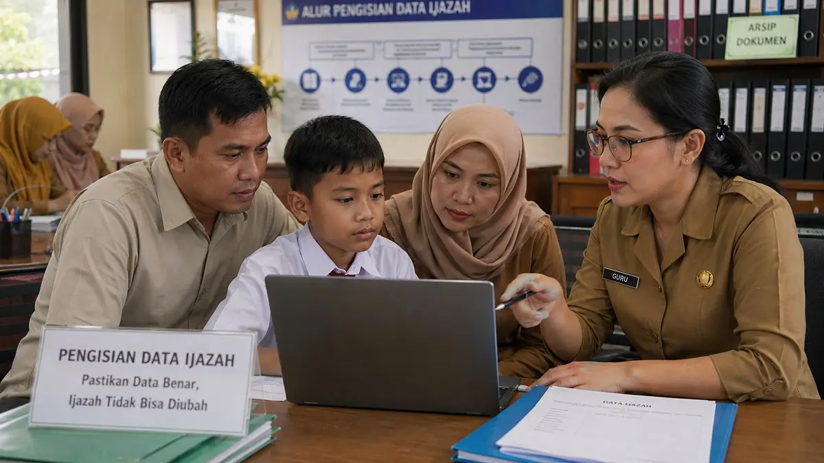 Ilustrasi. Orang tua dan siswa diminta teliti verifikasi data e-ijazah 2026. (Generate AI)