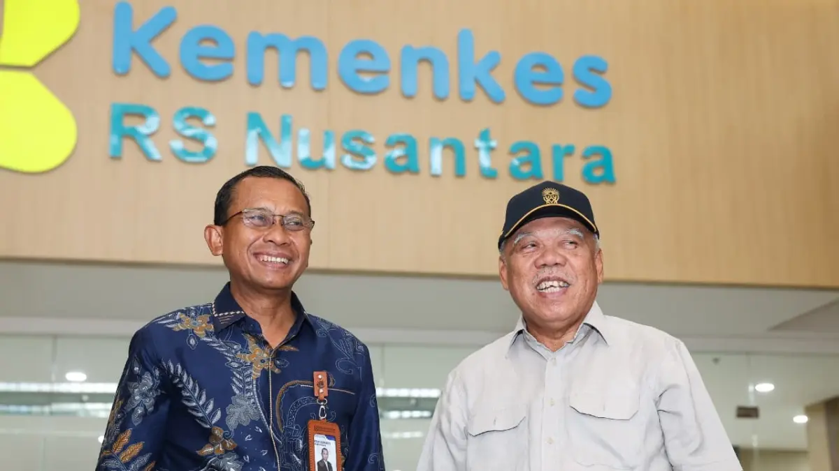 Direktur Utama BPJS Kesehatan, Prihatin Pujowaskita (kiri) bersama Kepala OIKN, Basuki Hadimuljono.(oikn/kp)