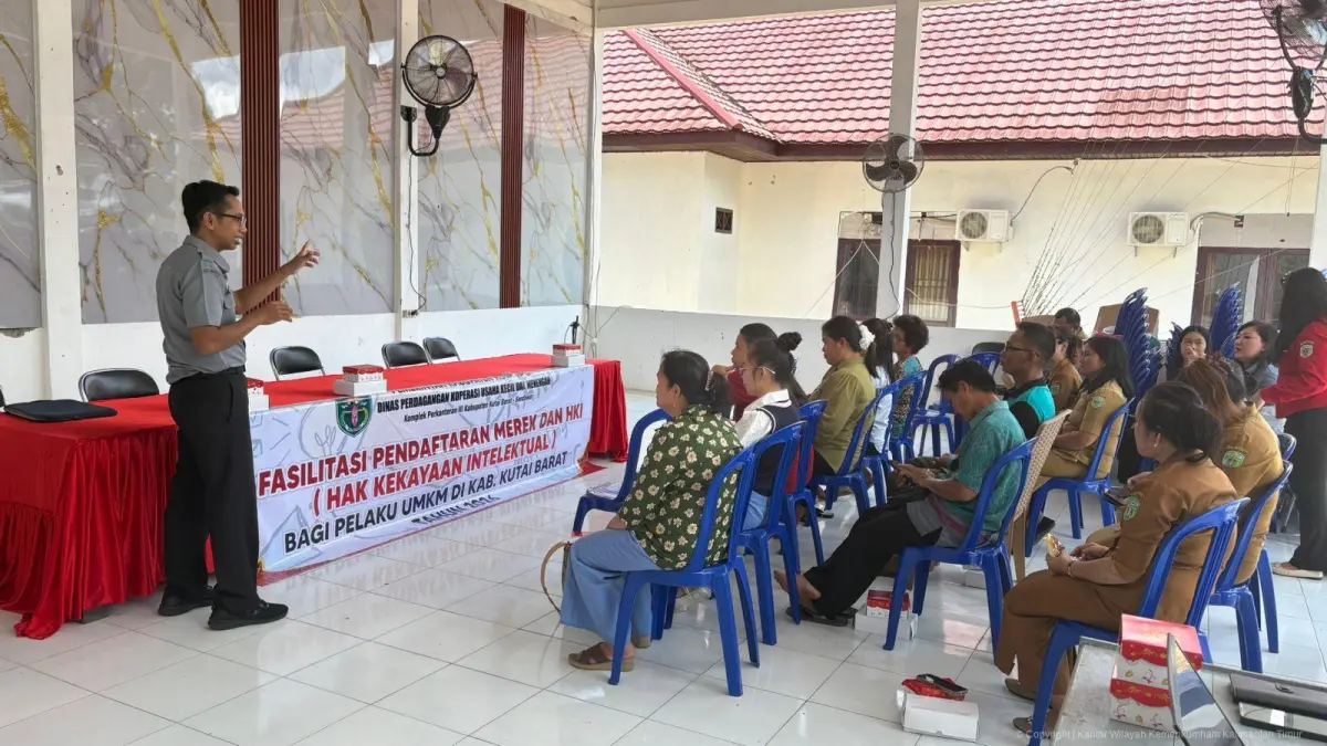 Kegiatan Sosialisasi Fasilitasi Pendaftaran dan Pelindungan Hak Kekayaan Intelektual di Kecamatan Nyuatan, Kabupaten Kutai Barat, Minggu (11/5/2026).