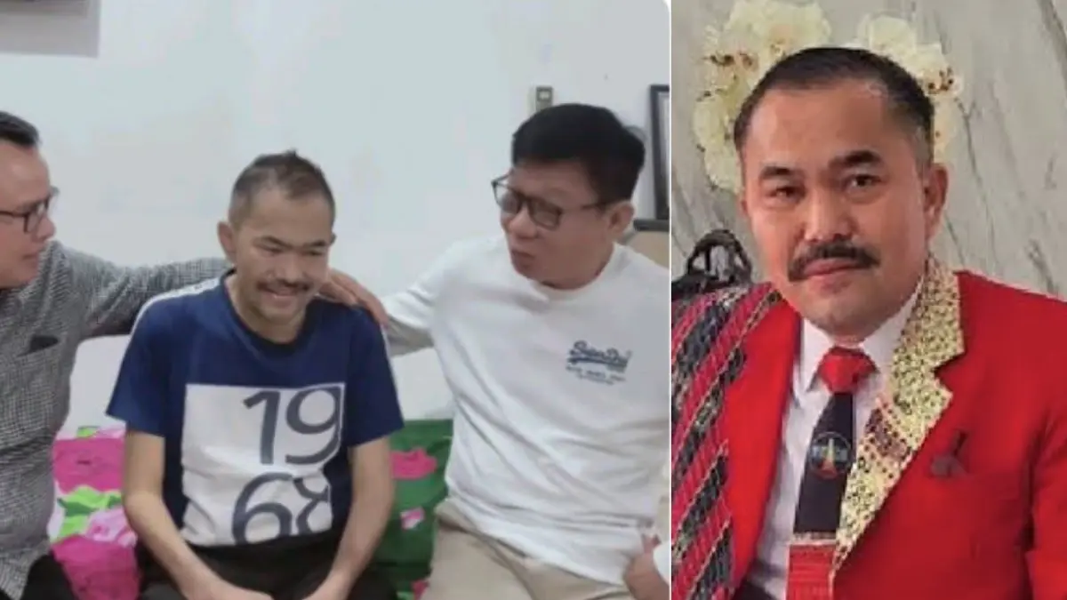 Kamaruddin Simanjuntak saat dijenguk rekan-rekannya. 