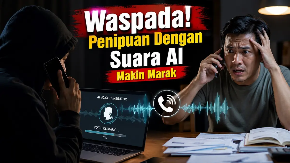 Ilustrasi. Seseorang sedang panik dihubungi oleh seorang penipu yang suaranya menyerupai suara keluarganya. (Generate AI)