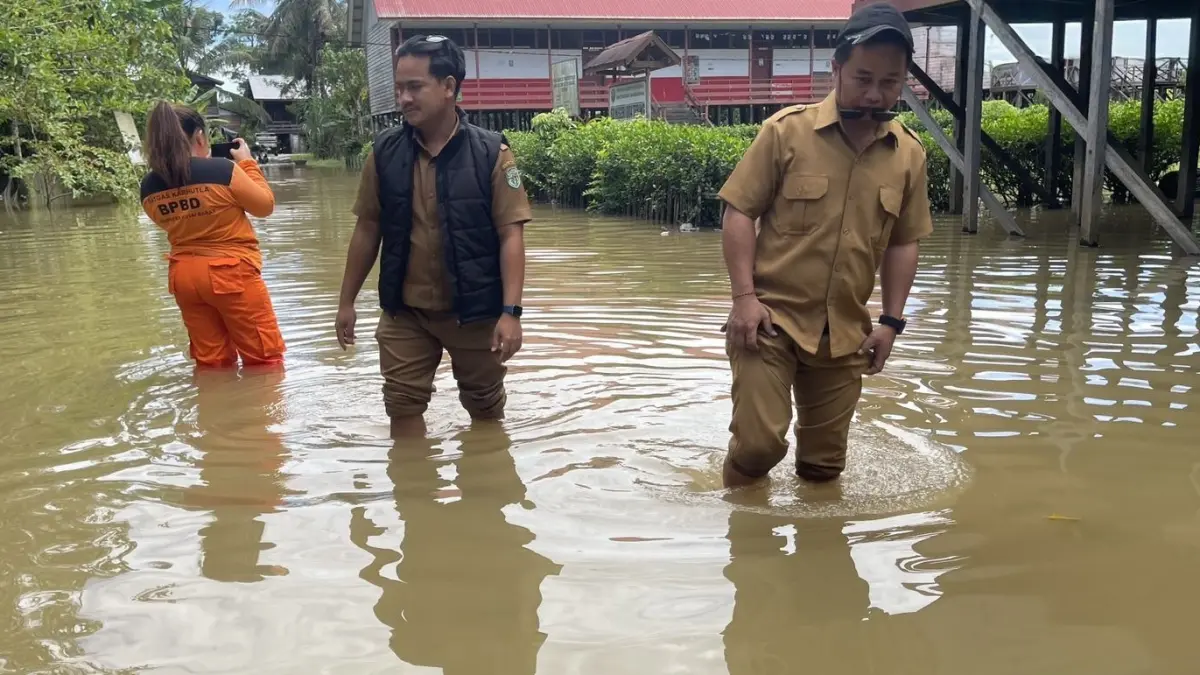 Banjir di Kecamatan Tering, Kubar.