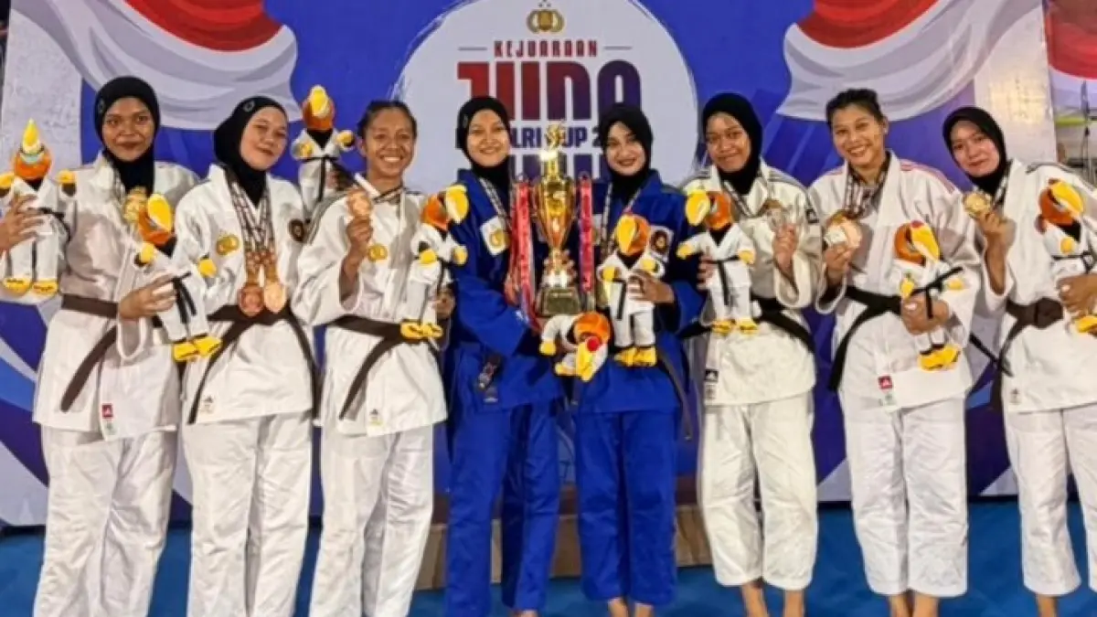 PRESTASI: Polwan Polda Kaltim meraih sejumlah medali pada kejuaraan judo bertajuk Piala Kapolri Cup di Samarinda.