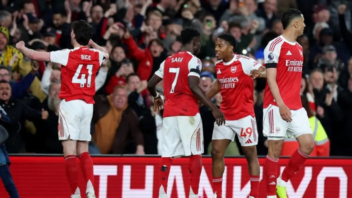 Arsenal Juara Premier League 2025/2026, Arsenal akhiri penantian 22 tahun. (REUTERS/Hannah McKay)