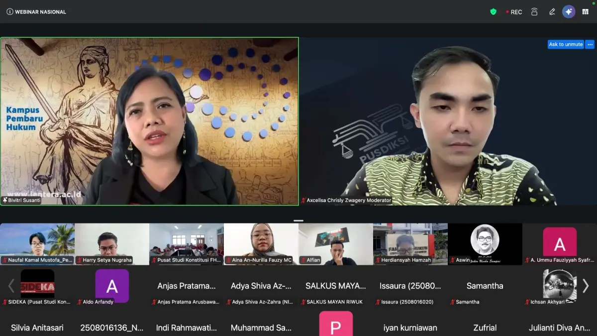 Tangkapan layar webinar nasional bertajuk Refleksi 28 Tahun Reformasi Ketatanegaraan Indonesia. (Ist)