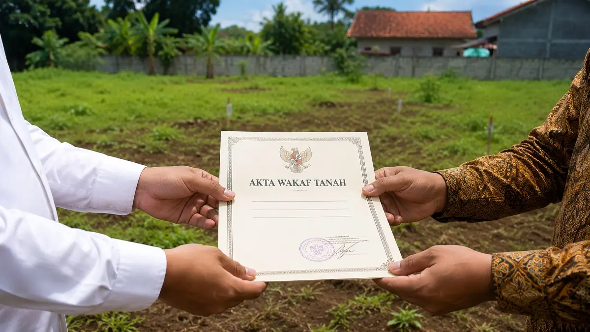 Ilustrasi akta wakaf tanah.