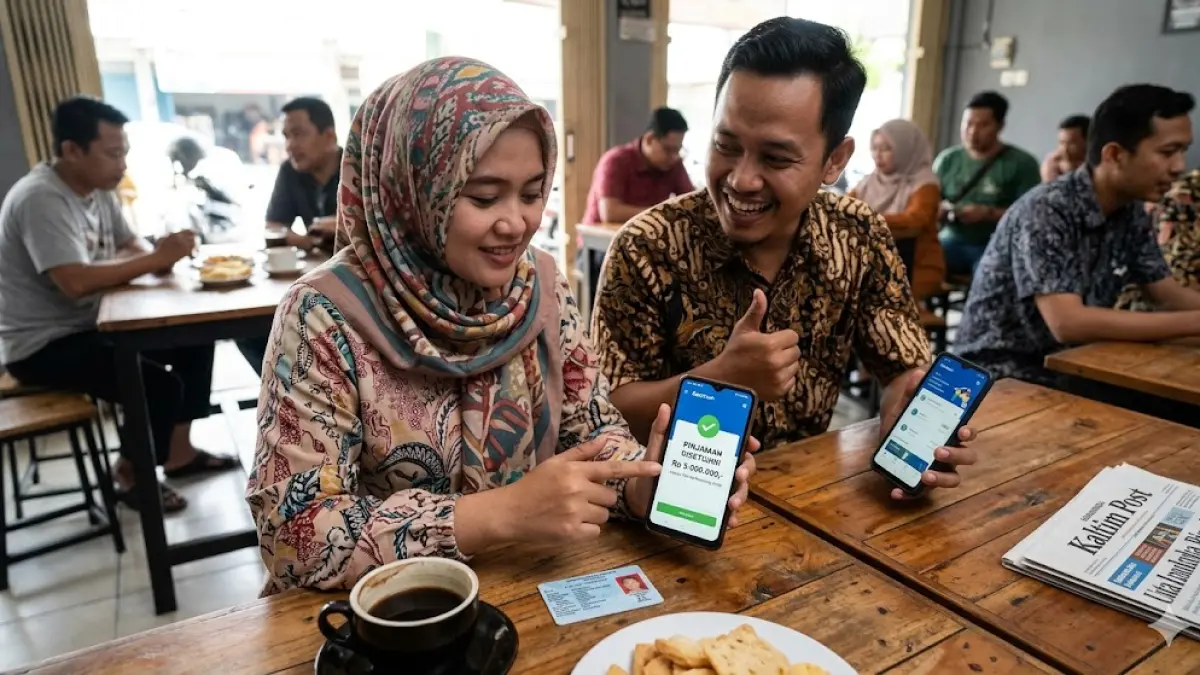 Ilustrasi pinjaman online (pinjol) cepat, tanpa ribet, dan langsung cair.(generate ai)