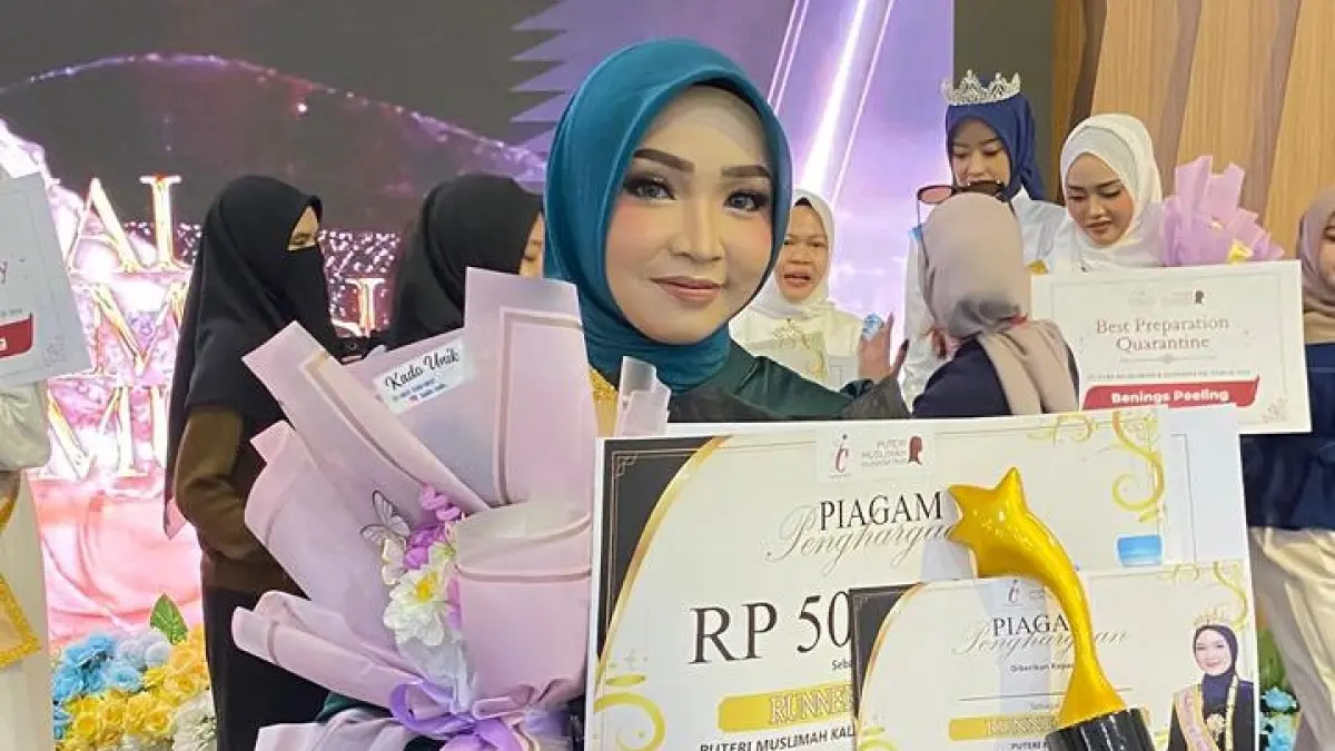Dinda saat tampil di ajang Puteri Muslimah Kalimantan Timur (Kaltim) 2026 di Samarinda belum lama ini.&nbsp;