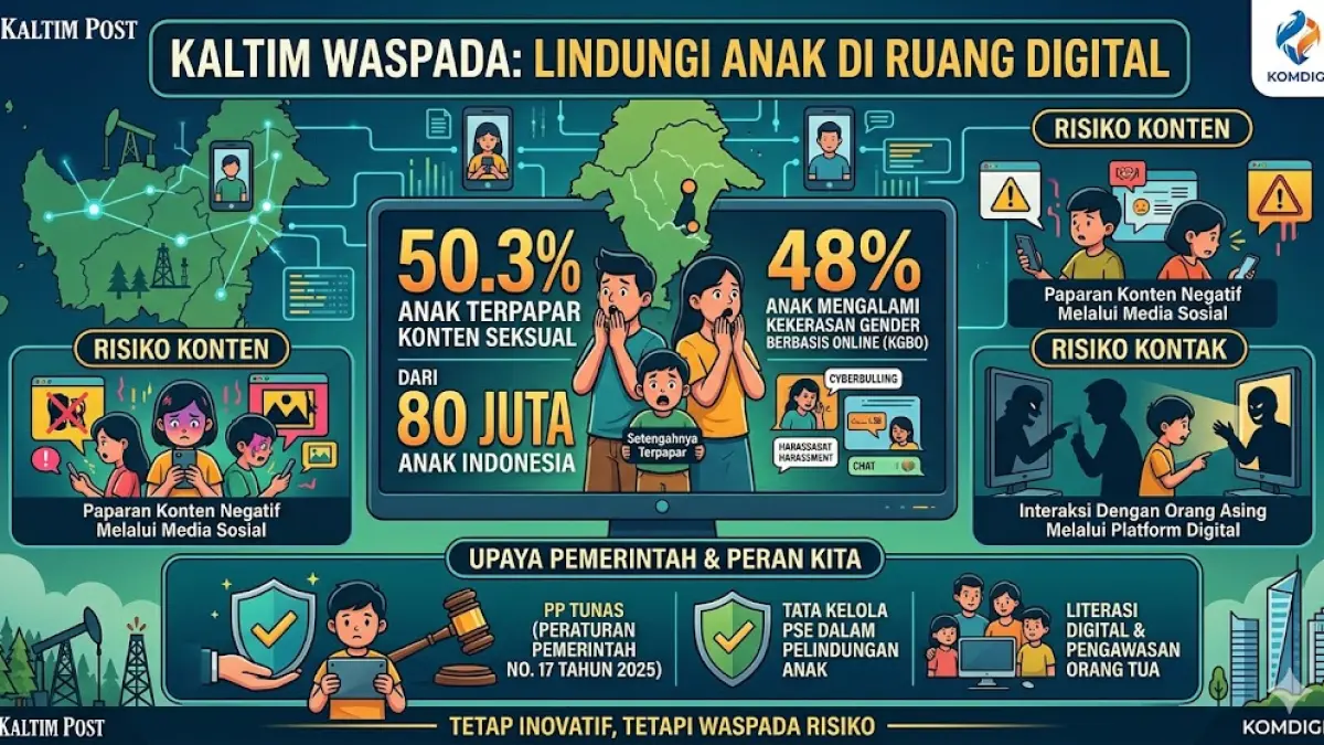 Ilustrasi Kaltim waspada terhadap kerawanan anak terpapar konten bernuansa seksual di internet.(generate ai)