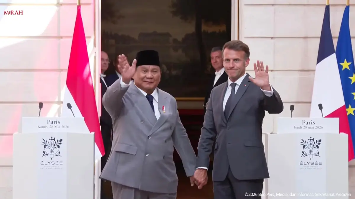 Presiden Prabowo Subianto dan Presiden Prancis Macron.