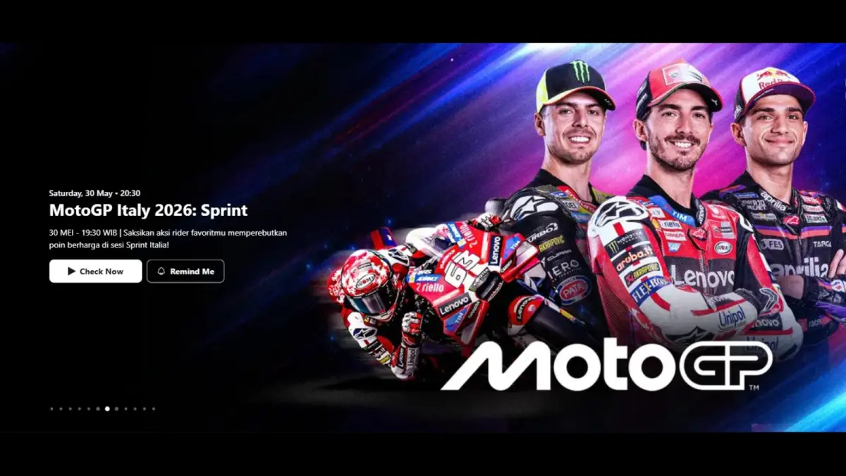 Link live Sprint Race MotoGP Italia 2026. (Tangkapan layar vidio.com)