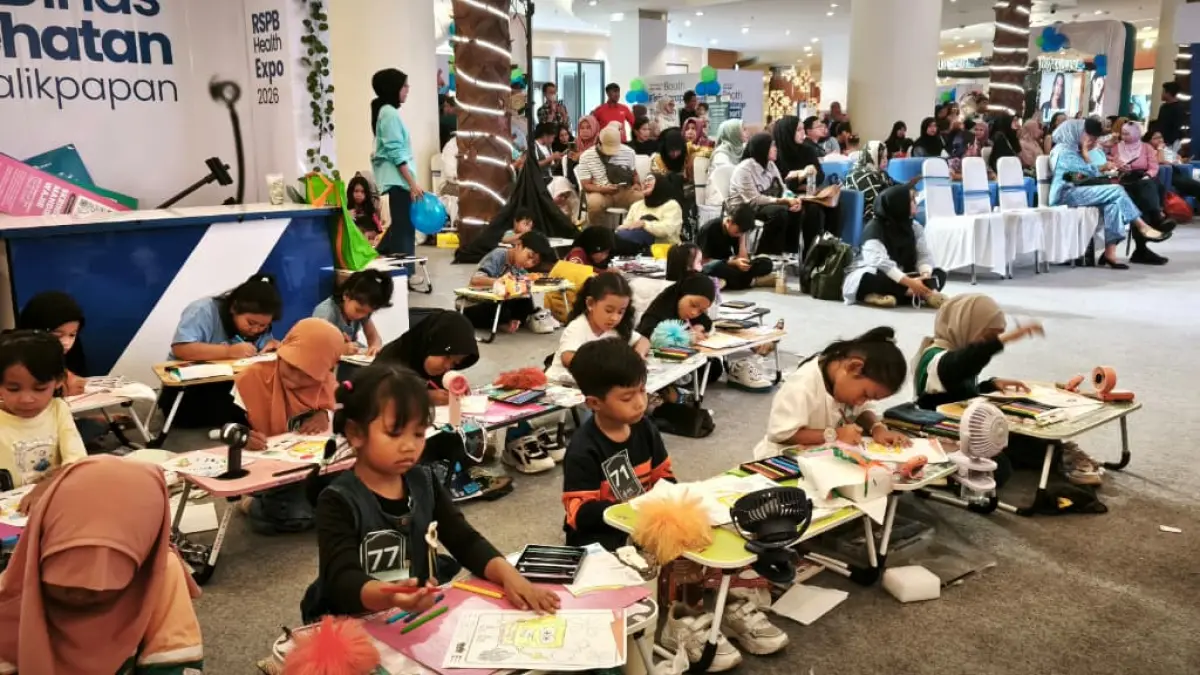 Lomba mewarnai jadi rangkaian penutup RSPB Healt Expo 2026 di Main Atrium Pentacity Balikpapan. (IST)

&nbsp;