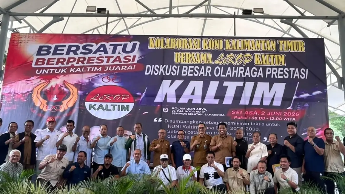 Insan olahraga menyampaikan pandangan terkait tantangan dan masa depan olahraga prestasi Kalimantan Timur dalam diskusi yang digelar menjelang pergantian kepengurusan KONI Kaltim, Selasa (2/6) di Kolam Renang Ulin Arya, Jalan PM Noor, Samarinda. (NASYA RAHAYA/KALTIM POST)