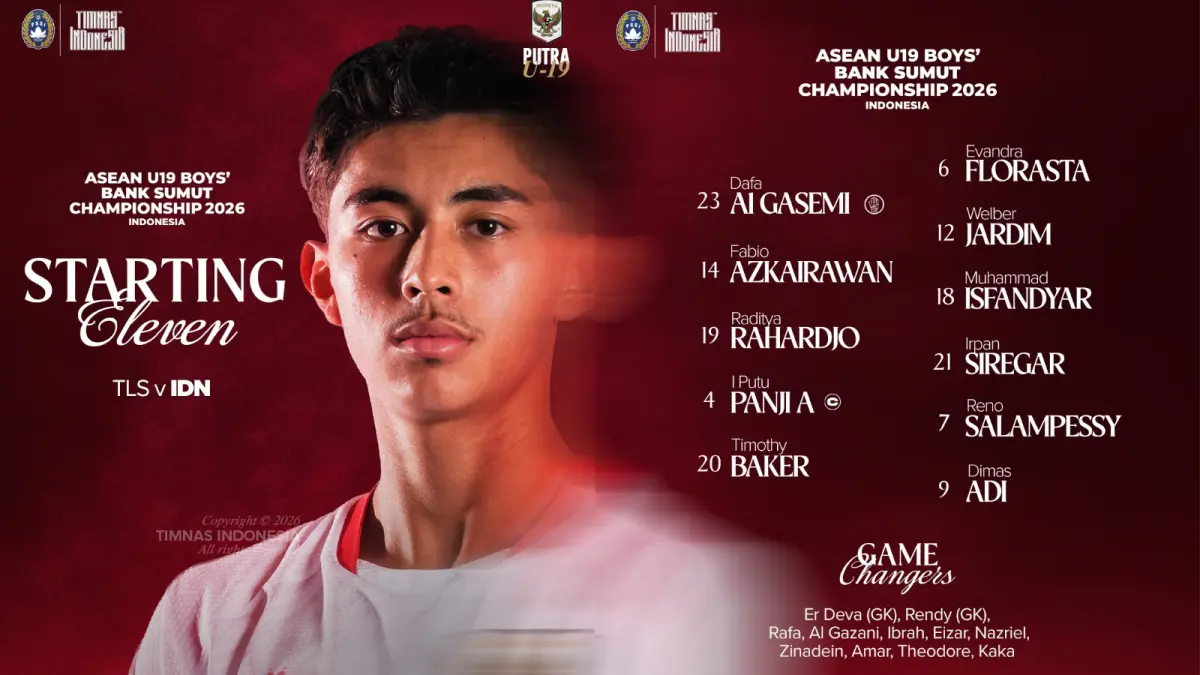 Daftar starting Line Up Indonesia vs  Timor Leste di Piala AFF U19 2026. (Timnasindonesia/Instagram)