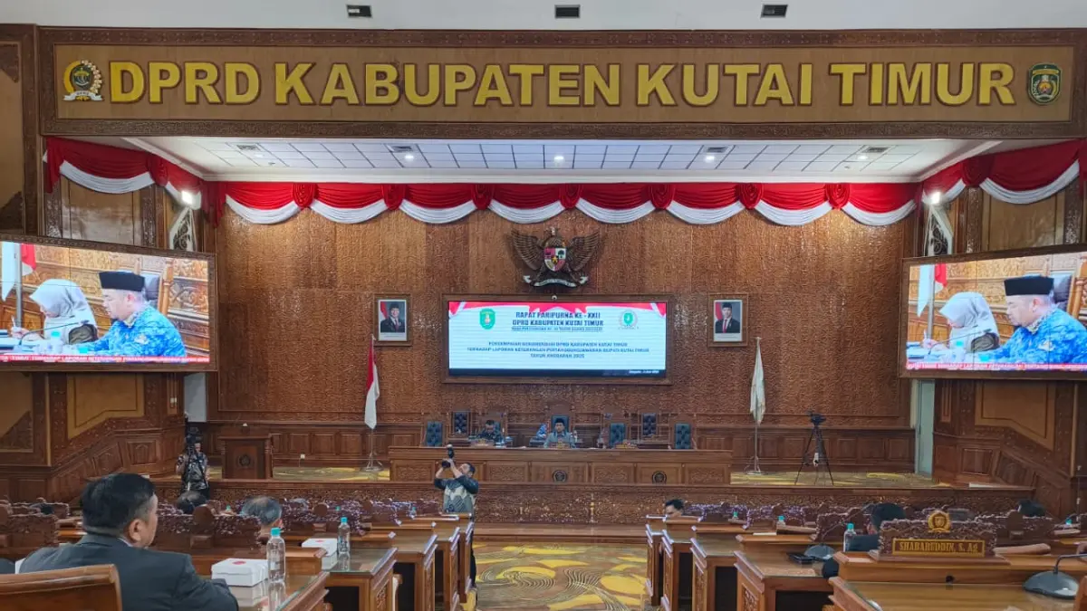 Rapat paripurna penyampaian rekomendasi DPRD Kutim terhadap LKPj Bupati tahun anggaran 2025, Kamis (4/6). (Jufriadi/KP)

&nbsp;