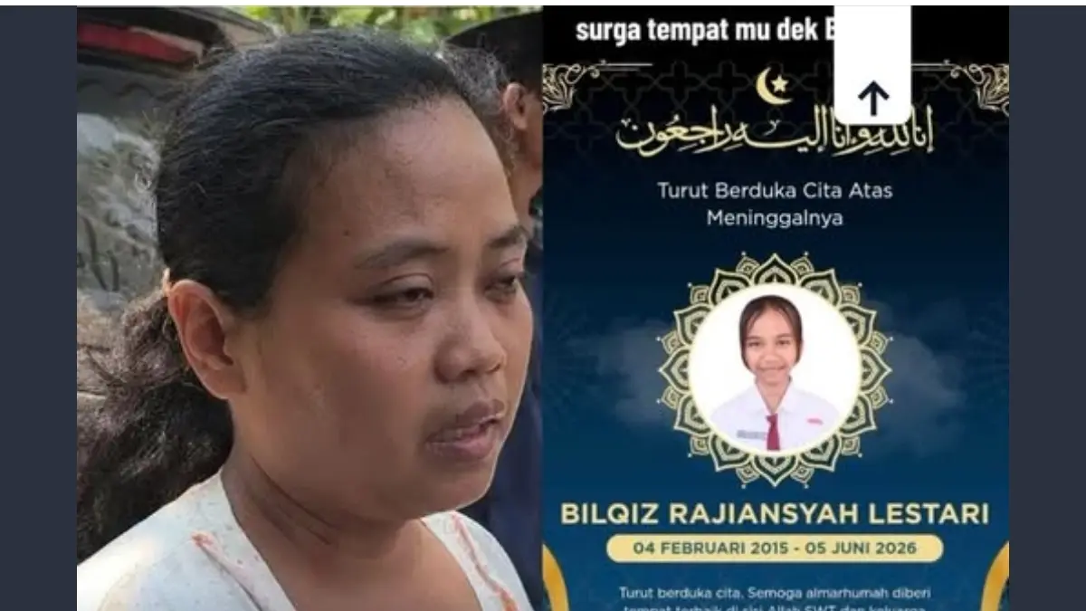 Kesedihan mendalam menyelimuti keluarga Bilqis Rajiansyah Lestari (11). Sang ibu tak kuasa menahan tangis saat mengenang putrinya yang ditemukan tewas diduga menjadi korban perampokan dan pembunuhan di Desa Dawung, Kecamatan Jenar, Kabupaten Sragen, Jawa Tengah. (Foto tangkapan layar)