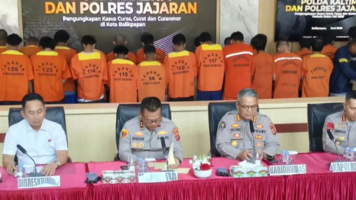 KEJAHATAN: Kurun waktu satu bulan puluhan pelaku kejahatan diamankan jajaran Polda Kaltim, kasus ini mempengaruhi perekonomian masyarakat.