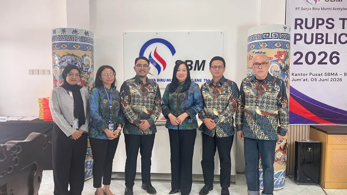 STRATEGI: Manajemen PT Surya Biru Murni Acetylene menyampaikan rencana diversifikasi usaha di luar bisnis inti gas industri dalam Public Expose 2026, baru-baru ini.