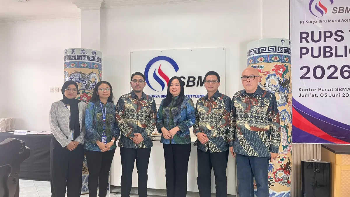 STRATEGI: Manajemen PT Surya Biru Murni Acetylene menyampaikan rencana diversifikasi usaha di luar bisnis inti gas industri dalam Public Expose 2026, baru-baru ini.