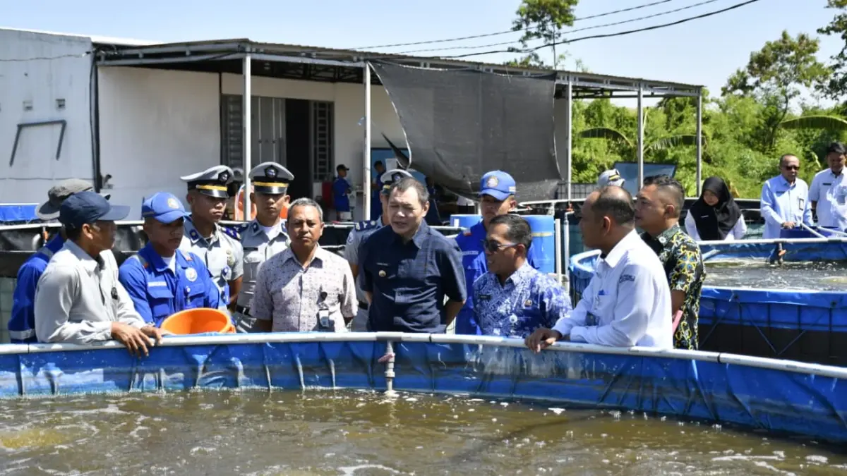 Bupati Paser Fahmi Fadli meninjau aktivitas pendidikan taruna asal Paser di Politeknik Kelautan dan Perikanan Sidoarjo, Selasa (9/6/2026).