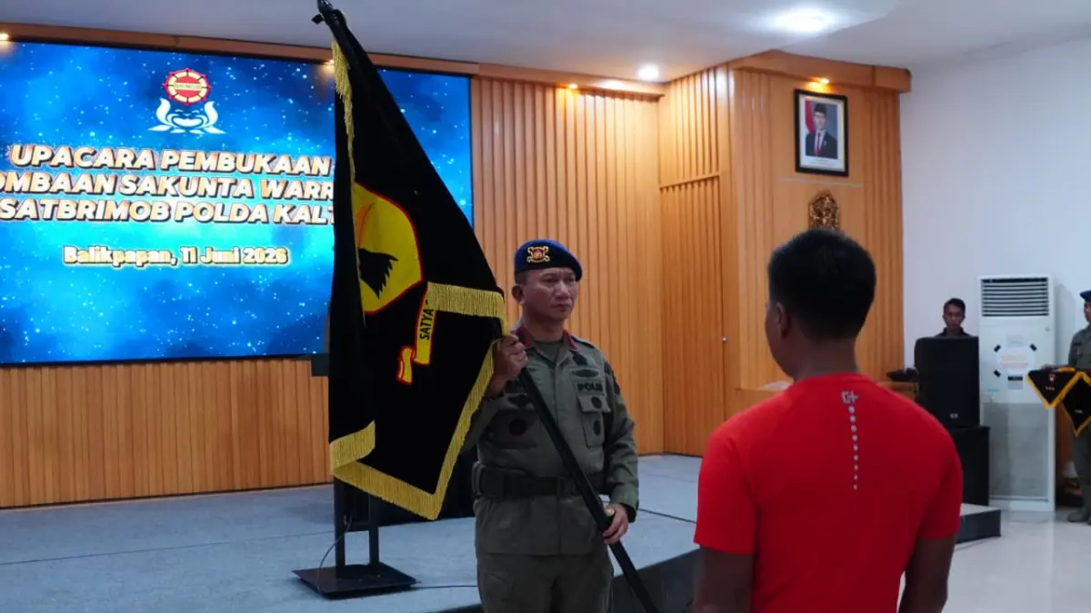 PERLOMBAAN: Dansat Brimob Polda Kaltim Kombes Pol Andy Rifai resmi membuka perlombaan bergengsi Sakunta Warriors.
