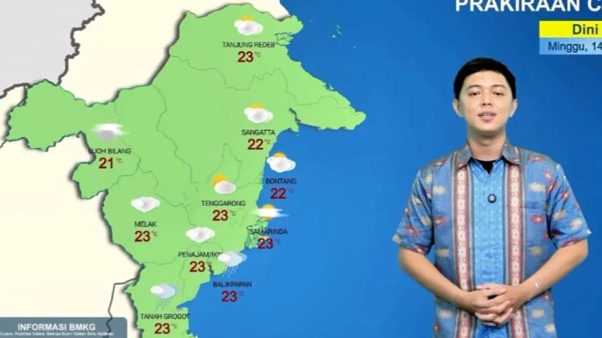 CUACA: Prakiraan cuaca Kaltim yang dirilis BMKG untuk tanggal 13-14 Juni 2026. 
