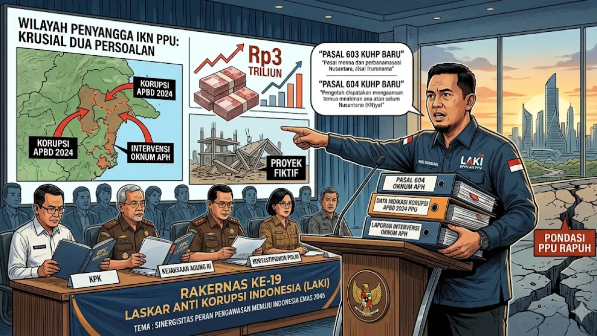Ilustrasi "bom waktu" yang akan dilaporkan LAKI PPU pada rakernas di Jakarta Juli mendatang.(generate ai)