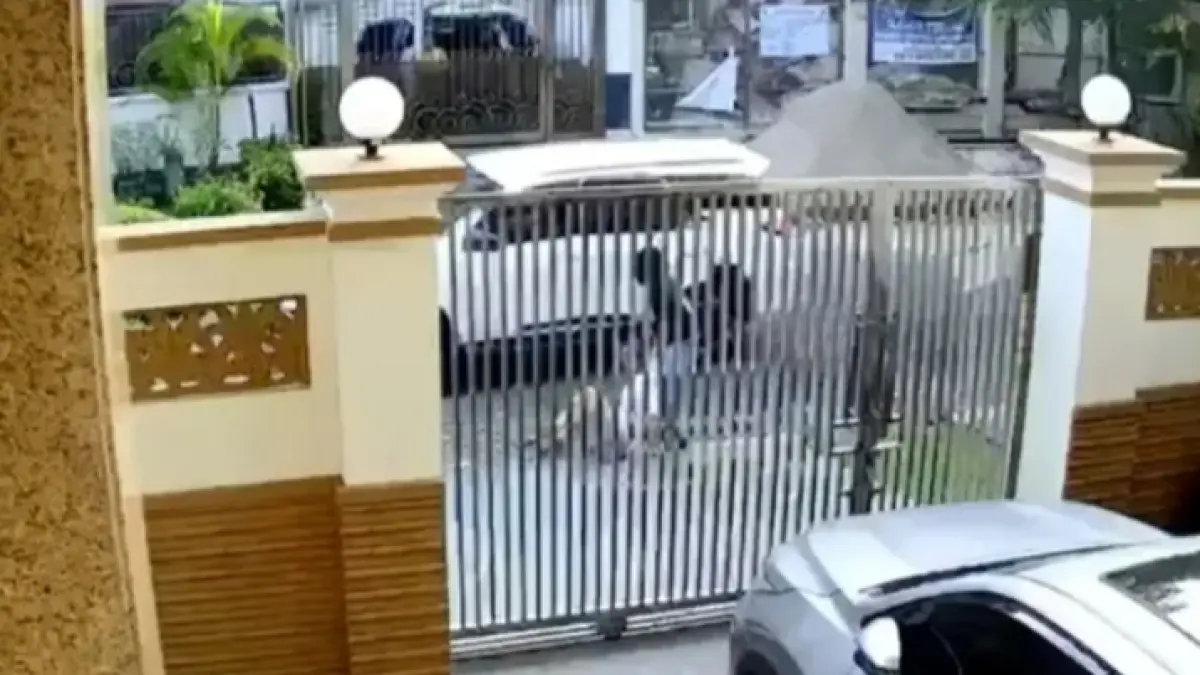 Korban GH (70) berusaha melawan saat pelaku mencoba menyeretnya ke dalam mobil di kawasan PIK, Jakarta Utara. Aksi tersebut terekam CCTV dan viral di media sosial. (Foto tangkapan layar)