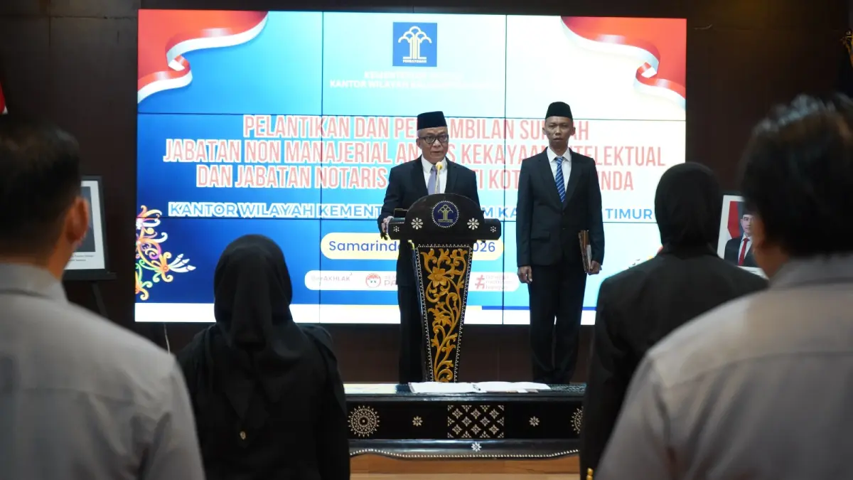Momentum pelantikan dan pengambilan sumpah pejabat di Aula ETAM, Samarinda, Senin (15/6/2026). (IST)