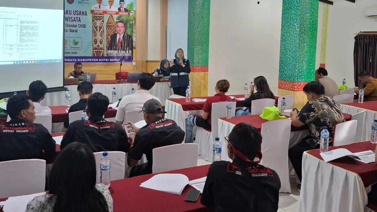 Pelatihan CHSE bagi pelaku usaha pariwisata yang digelar Dinas Pariwisata Kutai Barat guna meningkatkan kualitas layanan dan daya saing destinasi wisata, Sabtu (13/6/2026). (IST)