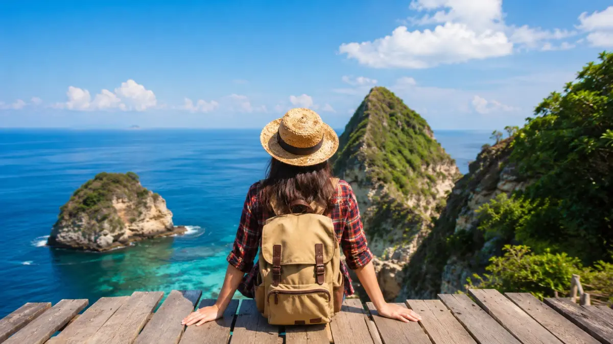 Ilustrasi backpacker liburan.