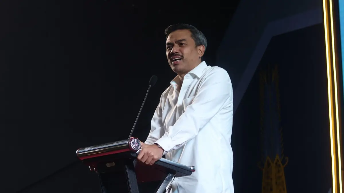 SAMBUTAN: Menteri UMKM Maman Abdurrahman saat memberikan sambutan dalam Festival Kemudahan dan Perlindungan Usaha Mikro 2026 di BSCC Dome, Balikpapan, Kaltim, Rabu (17/6/2026). (FOTO ANGGI P/KP)