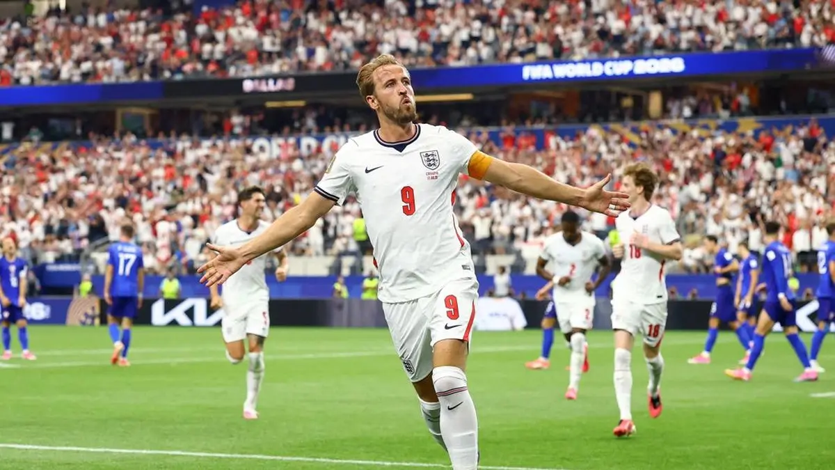 Harry Kane pemain Inggris bernomor 9 mencetak 2 gol ke gawang Kroasia. (Ist)
