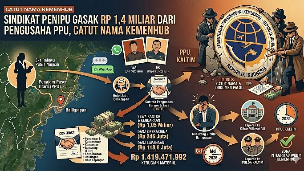 Ilustrasi dugaan tindak pidana penipuan dengan mencatut nama institusi Kementerian Perhubungan.(generate ai)