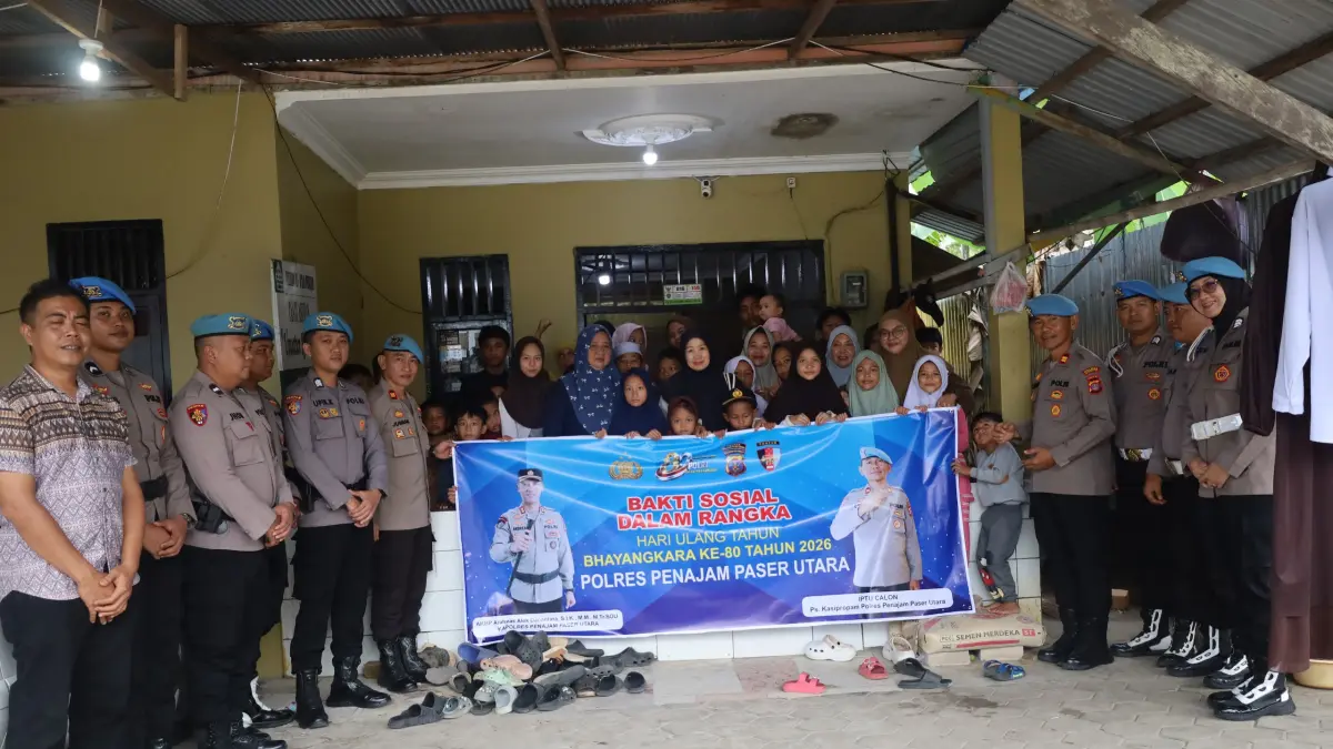 BANTUAN SOSIAL: Menyambut Hari Bhayangkara ke-80 tahun ini Polres PPU berbagi bansos ke Panti Asuhan  Uswatun Khasanah dan Yayasan Al A