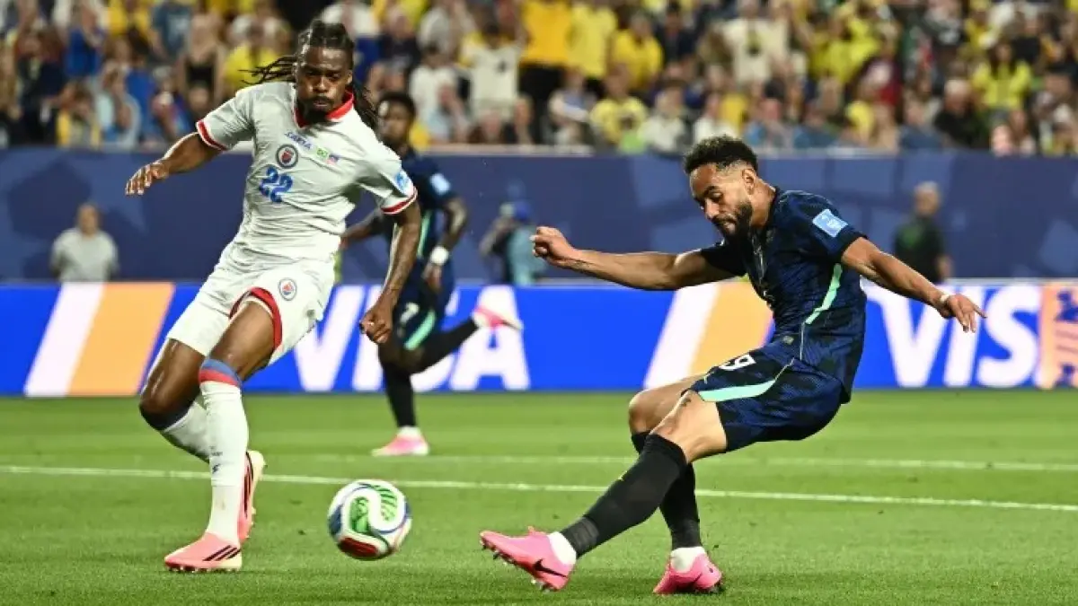 GARANG: Detik-detik Matheus Cunha (kanan) mencetak gol kedua untuk Brazil di Piala Dunia 2026, Sabtu (20/6/2026). (Dylan Martinez/Reuters)
