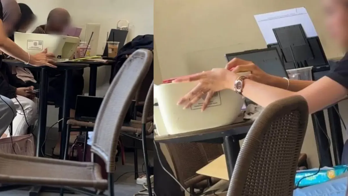 Mahasiswi di Bali viral karena bawa printer di sebuah coffee shop. 