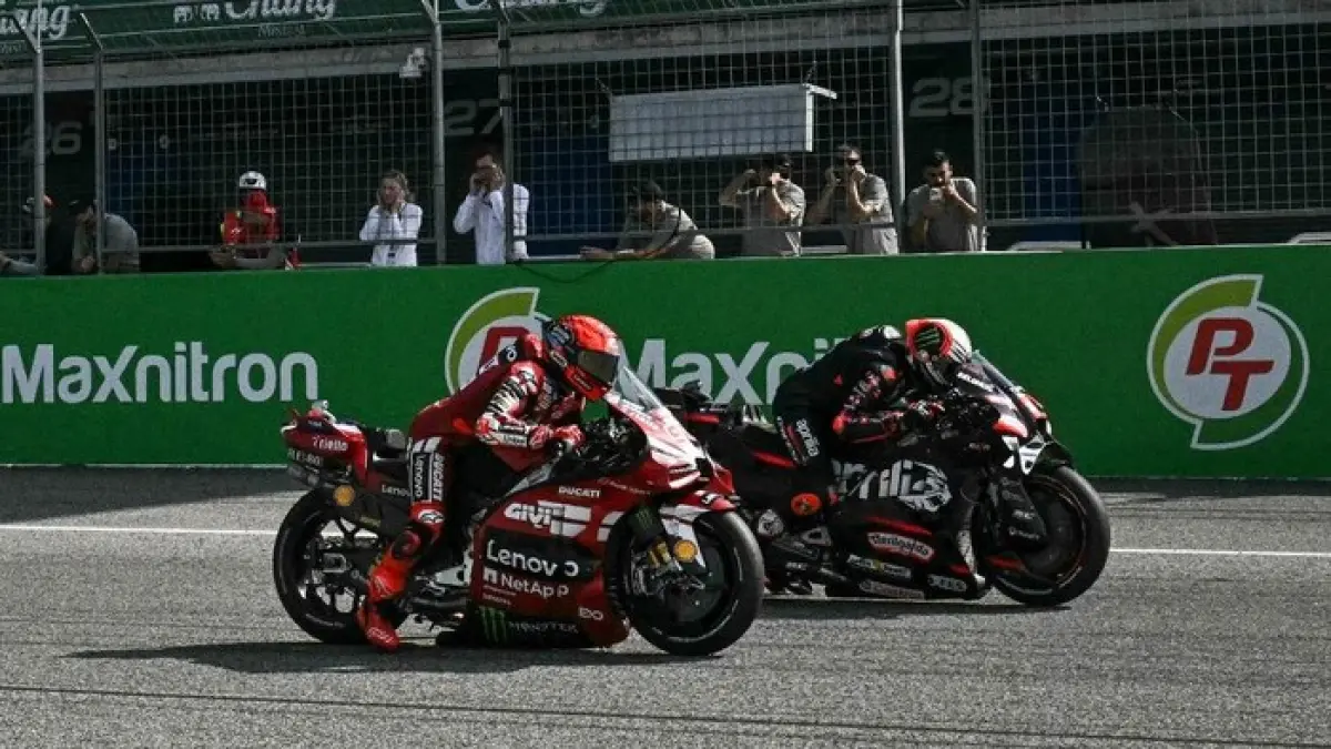 Duo Aprilia masih teratas setelah sprint race Motogp Ceko 2026. (Foto: AFP)