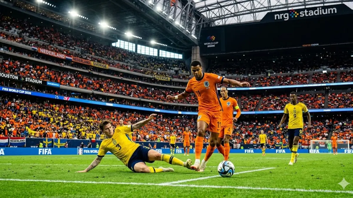 Ilustrasi pertandingan timnas Belanda melawan Swedia pada Grup F Piala Dunia 2026 di Amerika Serikat.(generate ai)