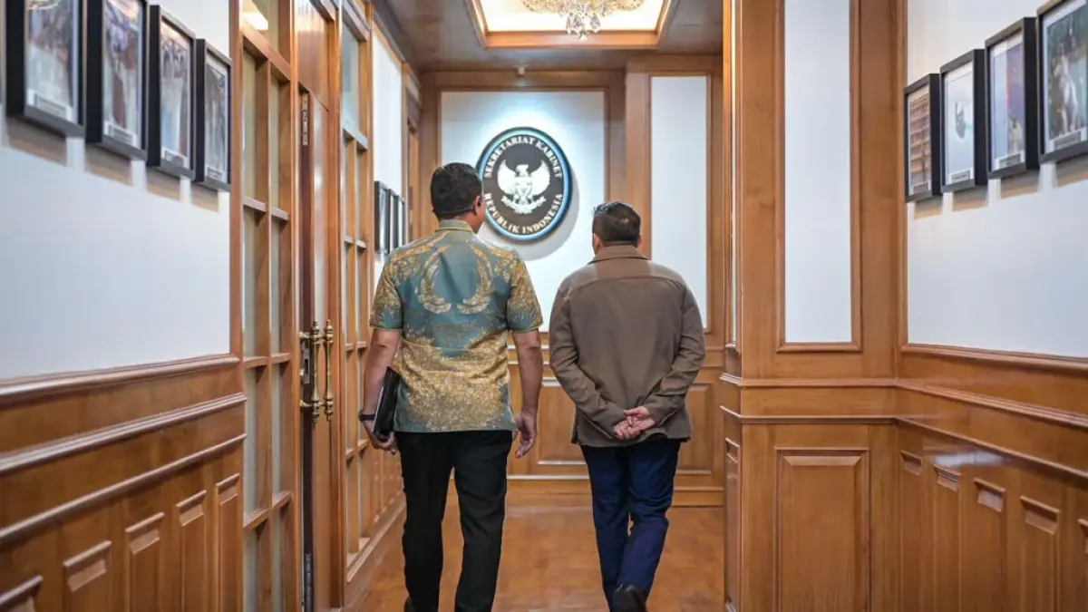 Sekretaris Kabinet (Seskab) Letkol Teddy Indra Wijaya menerima Kepala Badan Narkotika Nasional (BNN) Komjen Pol Suyudi Ario Seto di Kantor Sekretariat Kabinet, Jakarta, Sabtu (20/6/2026). (Instagram/ @sekretariat.kabinet)