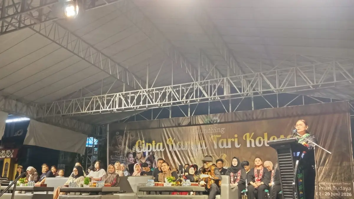 BUDAYA: Momen launching Karya Cipta Tari Kolosal oleh Dinas Pendidikan dan Kebudayaan Provinsi Kalimantan Timur melalui UPTD Taman Budaya, Sabtu malam (20/6/2026). (IST)