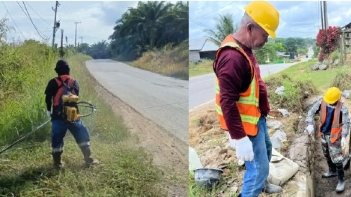 INFRASTRUKTUR: Warga sekitar dilibatkan dalam kegiatan peservasi ruas Muara Muntai-Blusuh. 